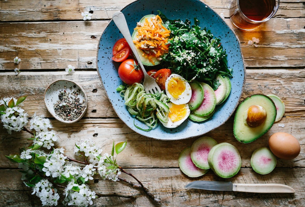 Fresh fruits and vegetables at a farmers market